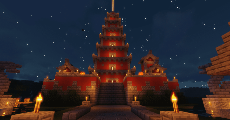 Mapa del templo asiático de Minecraft